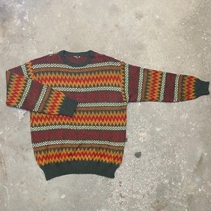 90s patterned crewneck knit size small